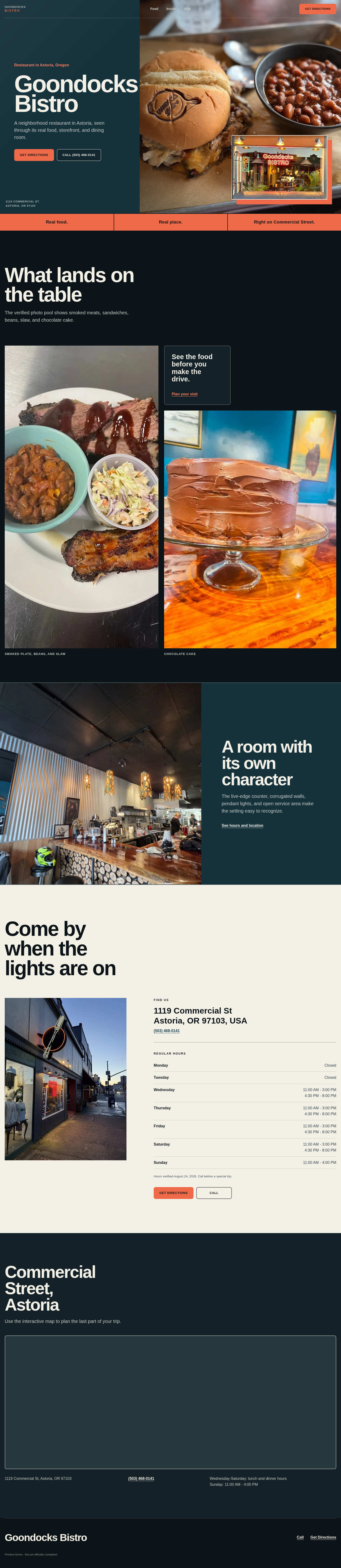 Goondocks Bistro website concept