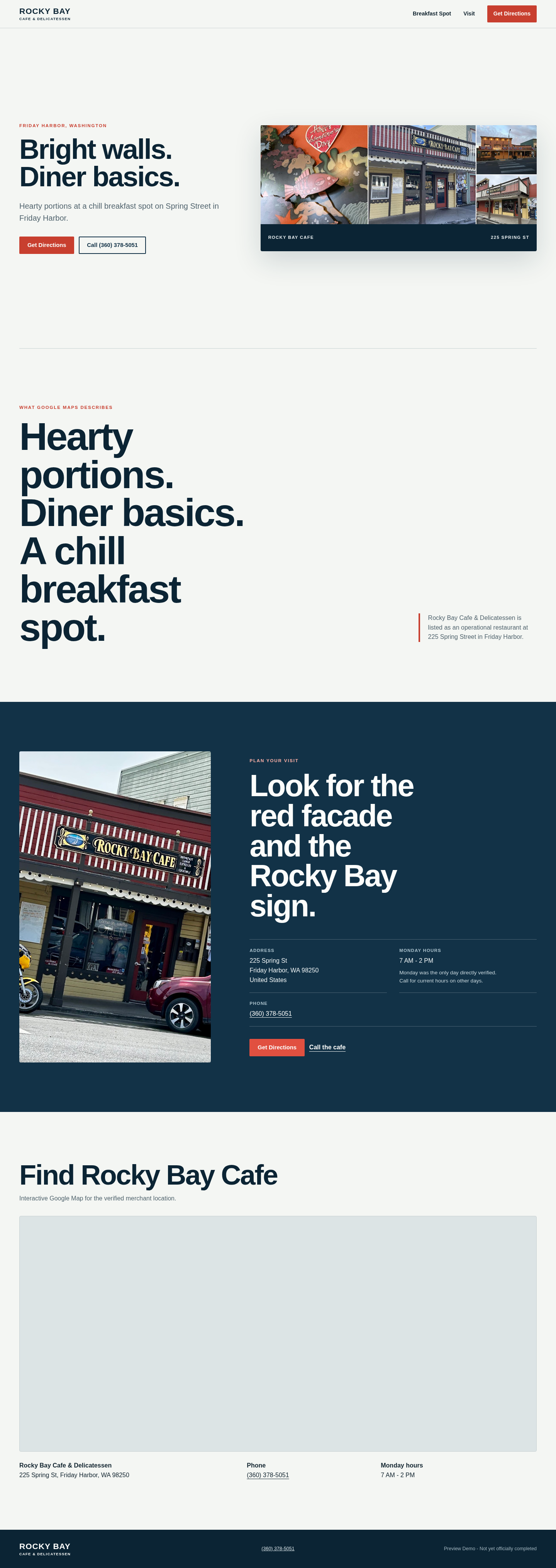 Rocky Bay Cafe website concept