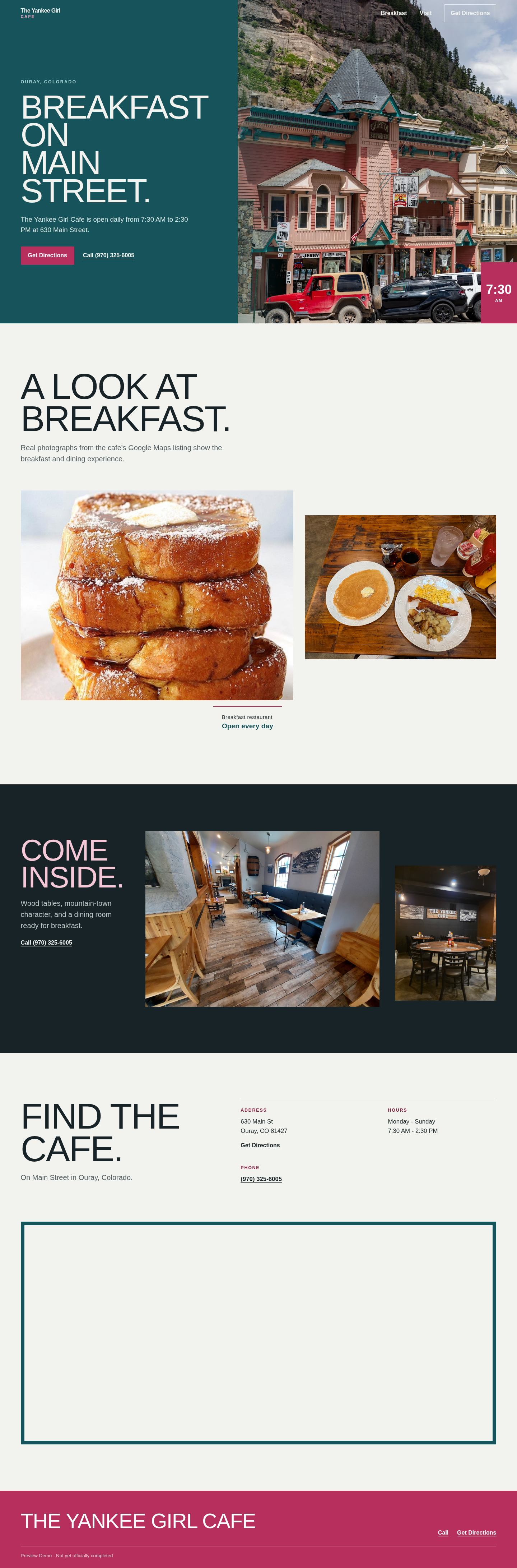 The Yankee Girl Cafe website concept